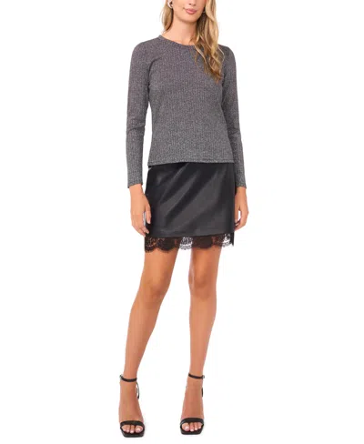 Vince Camuto Ribbed Melange Sweater In Gray