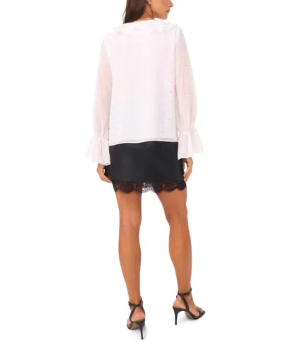 Vince Camuto Double Ruffle V-neck Top In White