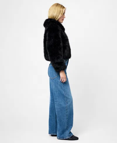 French Connection Rena Faux Fur Crop Jacket In Black