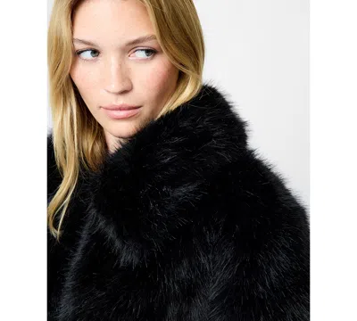 French Connection Rena Faux Fur Crop Jacket In Black