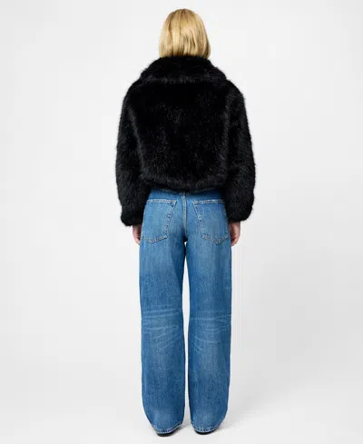 French Connection Rena Faux Fur Crop Jacket In Black