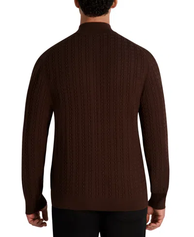 Karl Lagerfeld Men's Full Zip Cable Knit Sweater In Brown