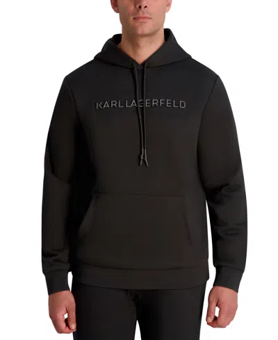 Karl Lagerfeld Men's Embossed Logo Detail Pull-on Hoodie In Black