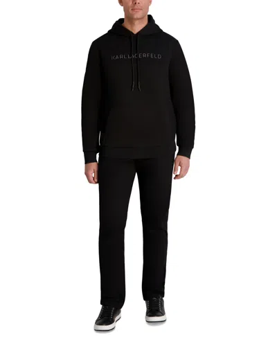 Karl Lagerfeld Men's Embossed Logo Detail Pull-on Hoodie In Black