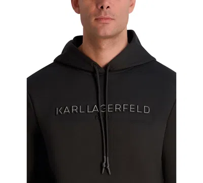 Karl Lagerfeld Men's Embossed Logo Detail Pull-on Hoodie In Black