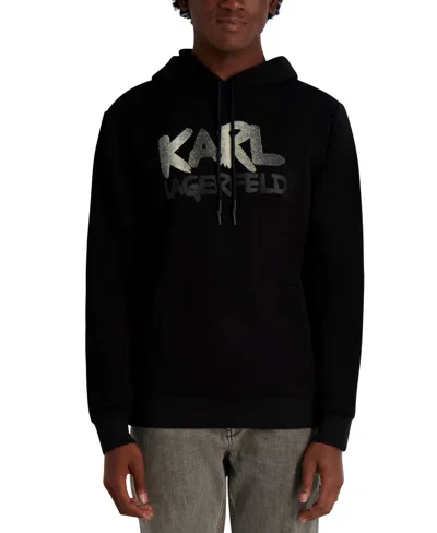 Karl Lagerfeld Men's Graffiti Textured Pull-on Sweatshirt In Black