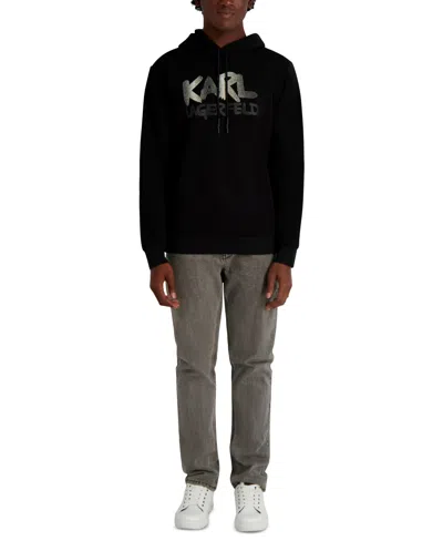 Karl Lagerfeld Men's Graffiti Textured Pull-on Sweatshirt In Black