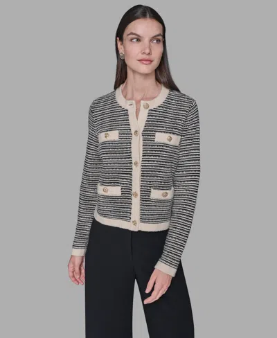 Karl Lagerfeld Short Pocket Cardigan In Multi