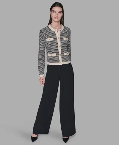 Karl Lagerfeld Short Pocket Cardigan In Multi