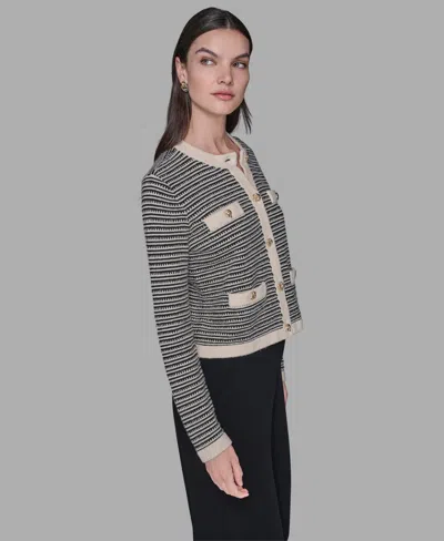 Karl Lagerfeld Short Pocket Cardigan In Multi