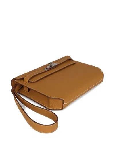 Pre-owned Hermes Kelly Depeches 25 Leather Clutch Bag In Brown