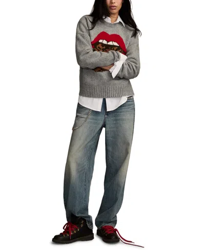 Lucky Brand Women's Rolling Stones Crewneck Sweater In Gray