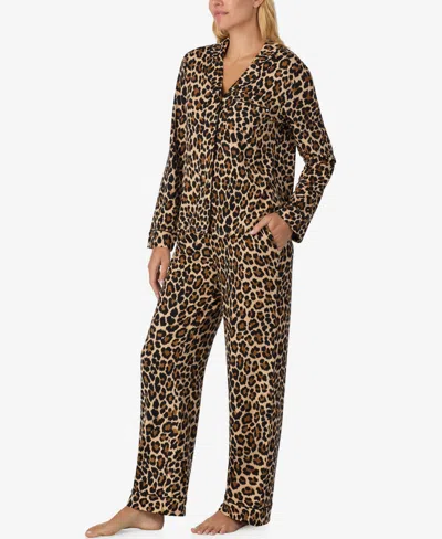 Kate Spade New York Printed Long Pajama Set In Brown