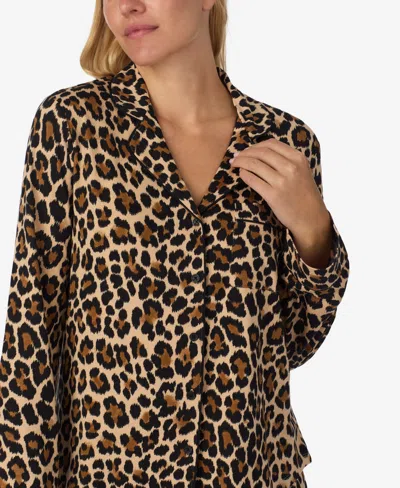 Kate Spade New York Printed Long Pajama Set In Brown