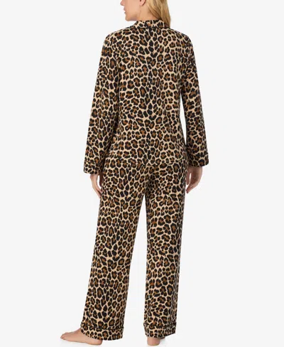Kate Spade New York Printed Long Pajama Set In Brown