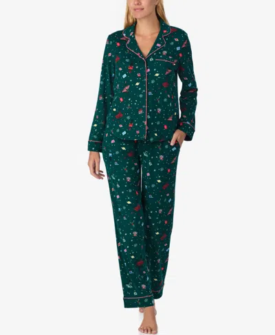 Kate Spade Women's 2-piece Sleepwear Long-sleeve Top And Pajama Pants Set In Green