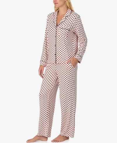 Kate Spade Lady Dot Long Pajama In Pink