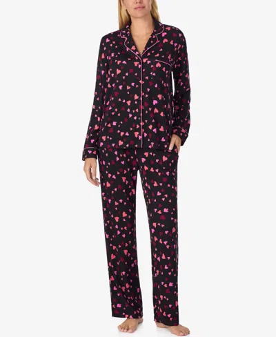 Kate Spade New York Printed Long Pajama Set In Black