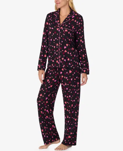 Kate Spade New York Printed Long Pajama Set In Black