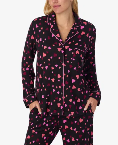 Kate Spade New York Printed Long Pajama Set In Black