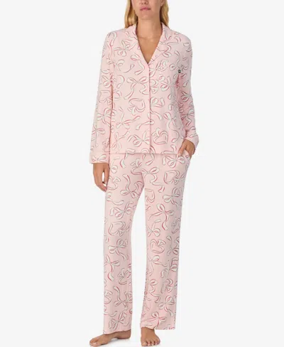Kate Spade New York Printed Long Pajama Set In Pink