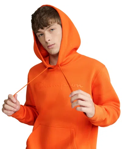 Champion Men's Logo Graphic Pullover Hoodie In Orange