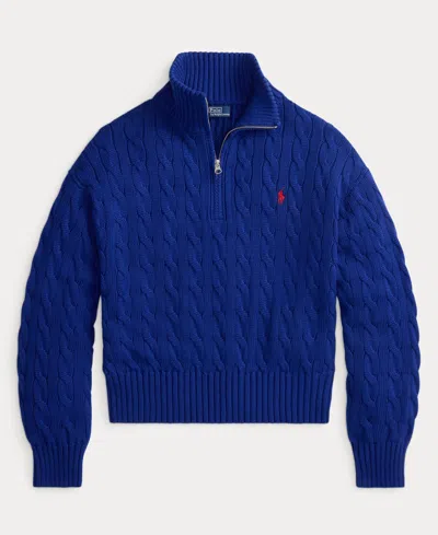 Polo Ralph Lauren Cable-knit Quarter-zip Sweater In Blue