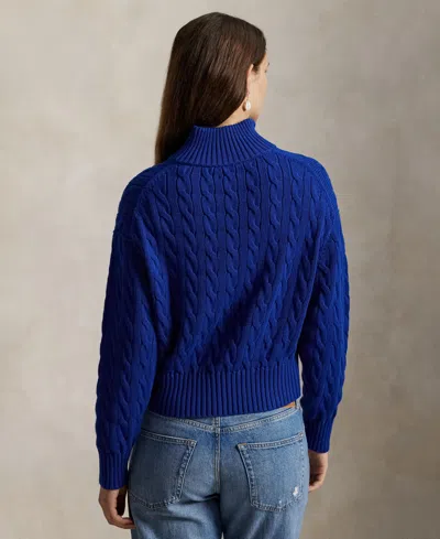 Polo Ralph Lauren Cable-knit Quarter-zip Sweater In Blue