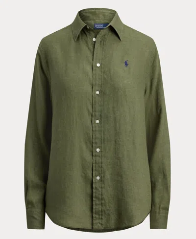 Polo Ralph Lauren Long Sleeve Shirt Collared Neck Buttons In Green