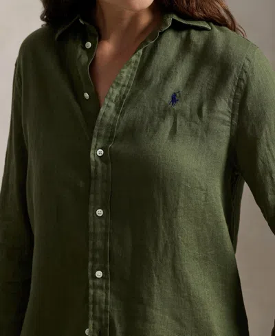 Polo Ralph Lauren Long Sleeve Shirt Collared Neck Buttons In Green