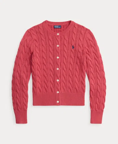 Polo Ralph Lauren Cable Cotton Cardigan In Red