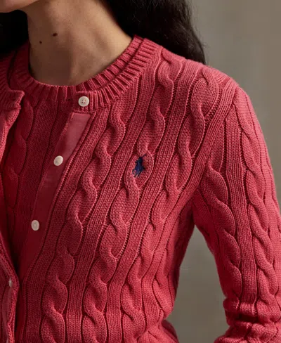 Polo Ralph Lauren Cable Cotton Cardigan In Red