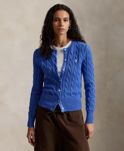Polo Ralph Lauren Cable-knit Button-front Cardigan In Blue