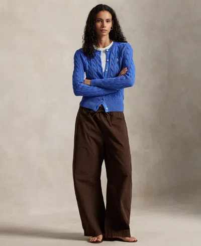 Polo Ralph Lauren Cable-knit Button-front Cardigan In Blue