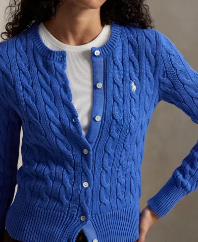 Polo Ralph Lauren Cable-knit Button-front Cardigan In Blue