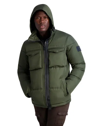 Karl Lagerfeld Puffer With Chest Pockets In Green