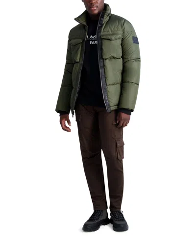 Karl Lagerfeld Puffer With Chest Pockets In Green