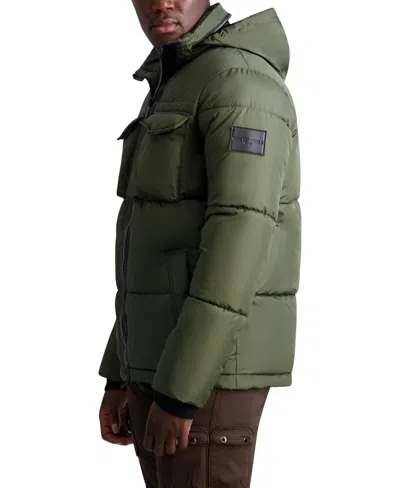 Karl Lagerfeld Puffer With Chest Pockets In Green
