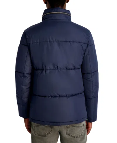 Karl Lagerfeld Men's Stand Collar Regular Fit Puffer Jacket In Blue