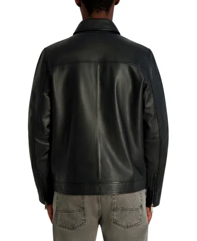 Karl Lagerfeld Collared Leather Jacket In Black