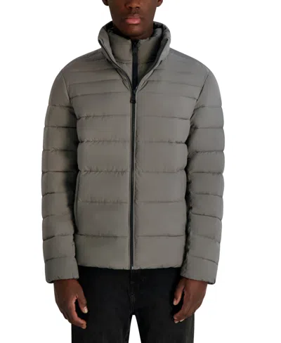 Karl Lagerfeld Paris Quilted Midweight Puffer Jacket In Gray