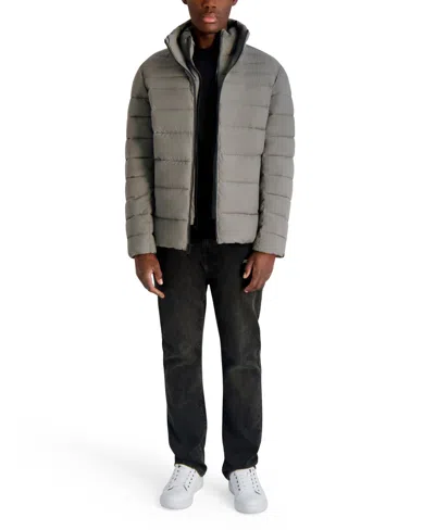 Karl Lagerfeld Paris Quilted Midweight Puffer Jacket In Gray