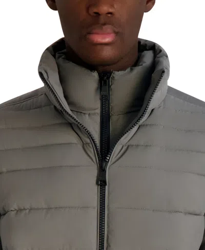 Karl Lagerfeld Paris Quilted Midweight Puffer Jacket In Gray