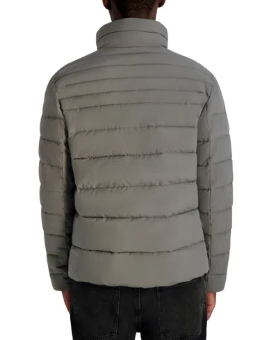 Karl Lagerfeld Paris Quilted Midweight Puffer Jacket In Gray