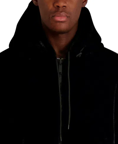 Karl Lagerfeld Paris Reversible Zip Front Faux Fur Jacket In Black