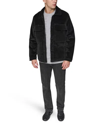 Karl Lagerfeld Paris Men's Corduroy Collared Shirt Jacket In Black