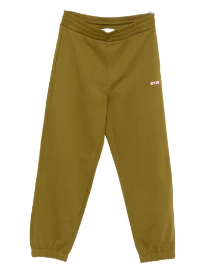 Msgm Logo-print Track Pants In Green