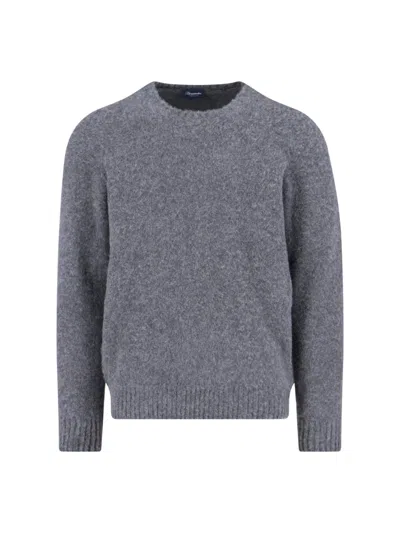 Drumohr Soft Textured Crewneck Sweater With Ribbed Cuffs In Multi