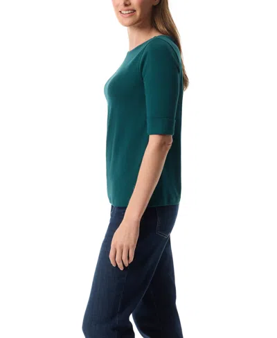 Gloria Vanderbilt Women's Alanis Boat Neck Elbow-sleeve T-shirt In Green