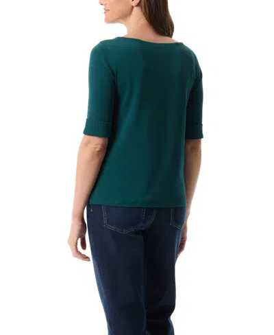 Gloria Vanderbilt Women's Alanis Boat Neck Elbow-sleeve T-shirt In Green